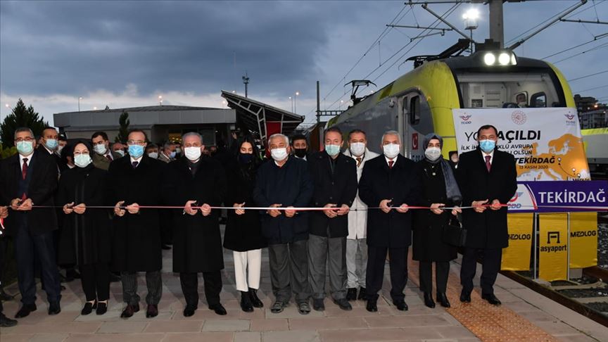 Tekirdağ’dan Avrupa’ya açılan ilk ihraç yük trenini TBMM Başkanı Şentop uğurladı