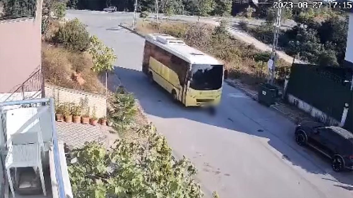 Tuzla’da halk otobüsünün yolda yatan köpeğe çarpması kameraya yansıdı