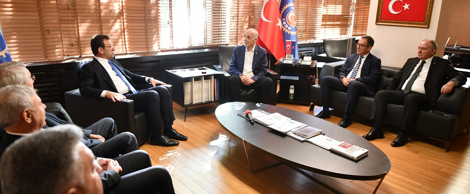 İMAMOĞLU’NDAN TÜRK-İŞ VE HAK-İŞ GENEL MERKEZLERİNE ZİYARET
