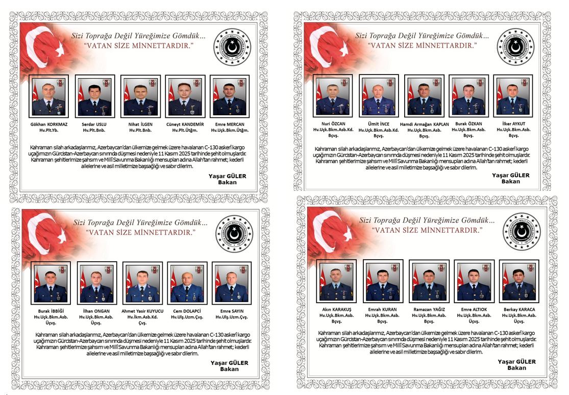 C-130 Kazasında Şehit Olan Kahramanlarımız: Vatan Size Minnettardır!