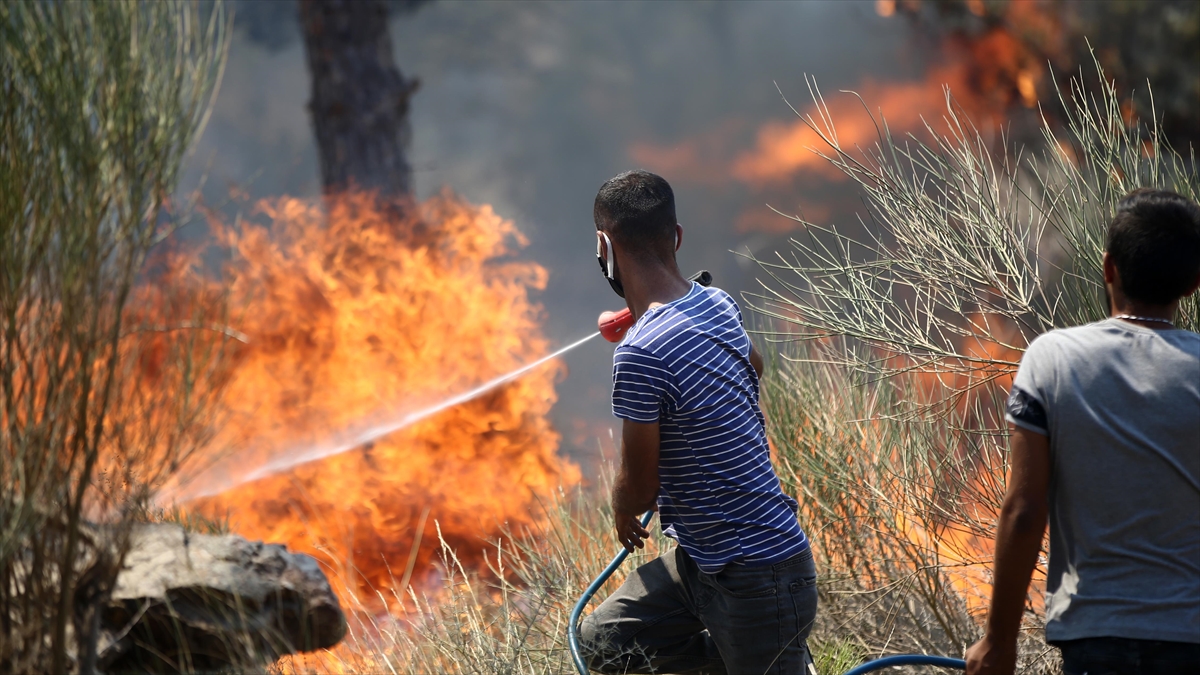Mersin Silifke’deki orman yangınına müdahaleye vatandaşlar da destek veriyor