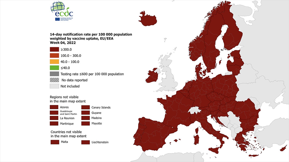 Avrupa’nın tamamı Kovid-19 seyahat haritasında koyu kırmızıya boyandı